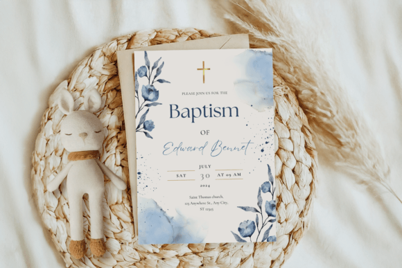 Download Baptism Invitation Template, Rustic Pink - Template Collection