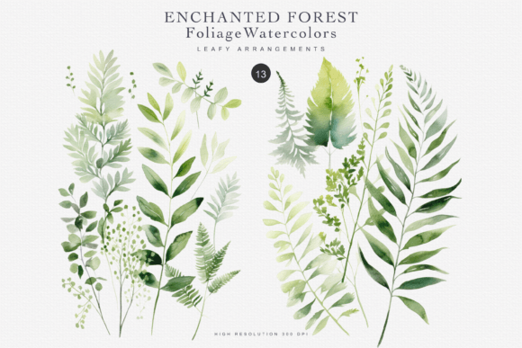 Download Watercolor Forest Foliage Clipart - Foliage Collection