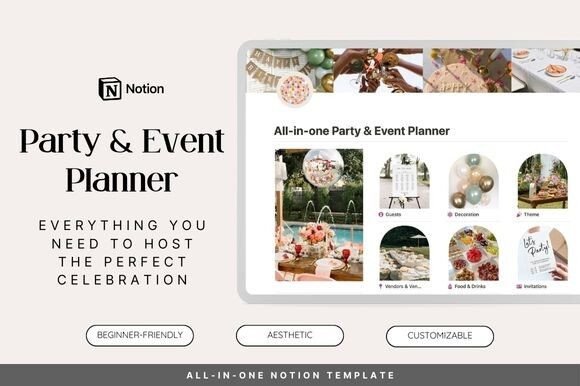 Download Notion Template Party &amp; Event Planner - Template Collection