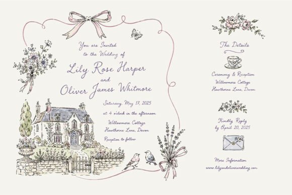 Download Whimsical Vintage Wedding Invitation - Vintage Collection