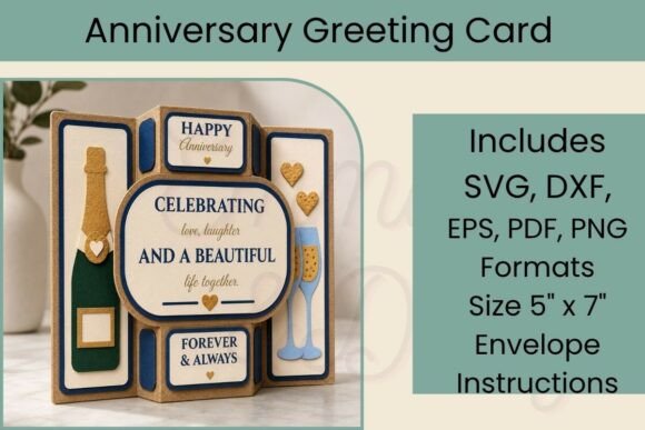 Download Anniversary Card 3D Template SVG - Template Collection