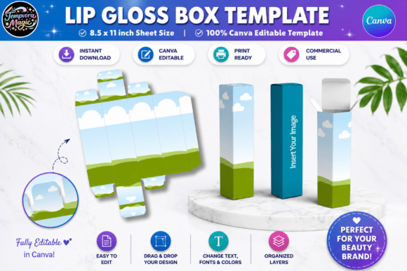 Download Lip Gloss Box Canva Editable Template - Template Collection