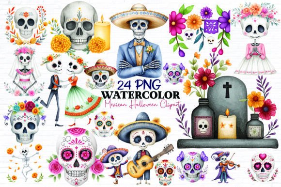 Download Watercolor Mexican Halloween Clipart - Mexican Collection